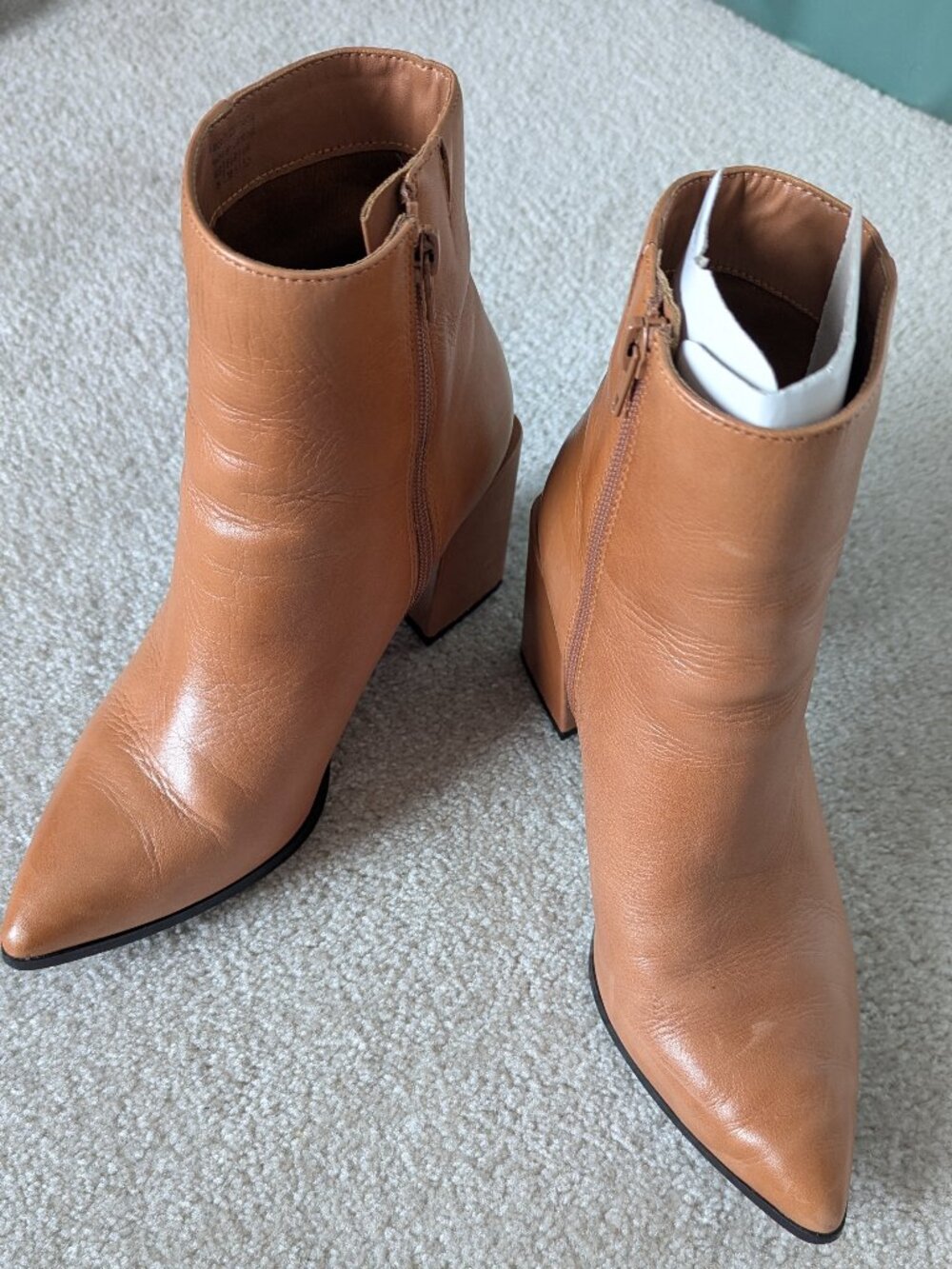 ALDO Cognac Pointed Toe Heeled Ankle Boot (Style Myriame) - EUC